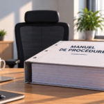 Bureau vide avec un manuel de procédure documentant les traitements clés de l’entreprise